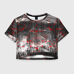 Футболка 3D укороченная женская Красные узоры, цвет: 3D-принт