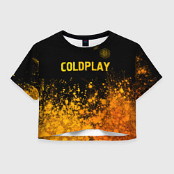 Футболка 3D укороченная женская Coldplay - gold gradient посередине, цвет: 3D-принт