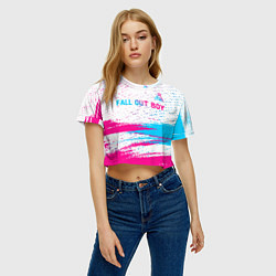 Футболка 3D укороченная женская Fall Out Boy neon gradient style посередине, цвет: 3D-принт — фото 2