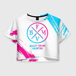 Футболка 3D укороченная женская Bullet For My Valentine neon gradient style, цвет: 3D-принт