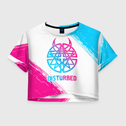 Футболка 3D укороченная женская Disturbed neon gradient style, цвет: 3D-принт