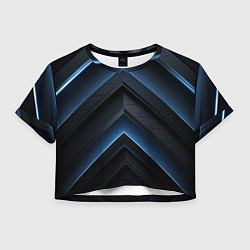 Футболка 3D укороченная женская Синий мир абстракции, цвет: 3D-принт
