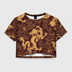 Женский топ Черно-золотая гравюра дракона