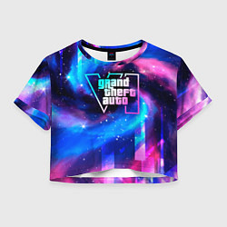 Футболка 3D укороченная женская GTA6 неоновый космос, цвет: 3D-принт