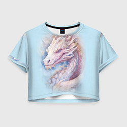 Футболка 3D укороченная женская Волшебный белый дракон, цвет: 3D-принт