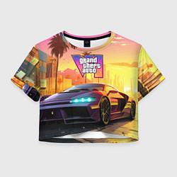 Футболка 3D укороченная женская Auto GTA 6, цвет: 3D-принт