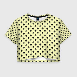 Футболка 3D укороченная женская Пиковая масть светло-жёлтый, цвет: 3D-принт
