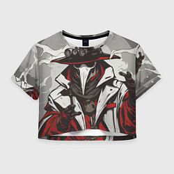 Футболка 3D укороченная женская Красный чумной доктор, цвет: 3D-принт