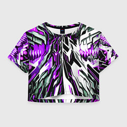 Женский топ Фиолетовая и белая абстракция на чёрном фоне