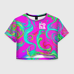 Футболка 3D укороченная женская Abstract floral pattern - aloha, цвет: 3D-принт