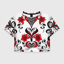 Женский топ Красный узор сердце