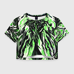 Женский топ Чёрный материал и зелёные полосы