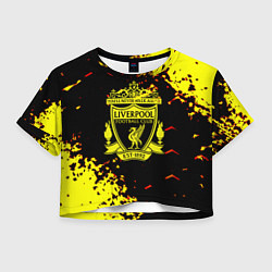 Футболка 3D укороченная женская Liverpool жёлтые краски текстура, цвет: 3D-принт