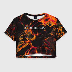 Футболка 3D укороченная женская Coldplay red lava, цвет: 3D-принт