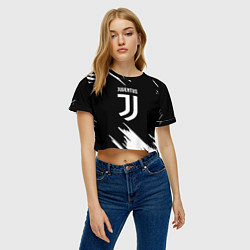Футболка 3D укороченная женская Juventus краски текстура, цвет: 3D-принт — фото 2