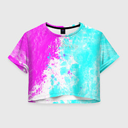 Футболка 3D укороченная женская New world неоновые краски, цвет: 3D-принт