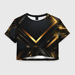 Футболка 3D укороченная женская Gold luxury black abstract, цвет: 3D-принт