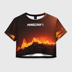 Футболка 3D укороченная женская Minecraft огненная стена, цвет: 3D-принт
