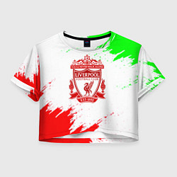 Футболка 3D укороченная женская Liverpool краски спорт, цвет: 3D-принт