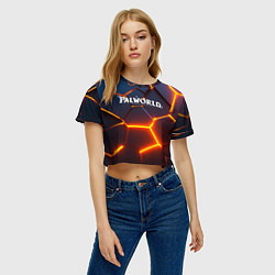 Футболка 3D укороченная женская Palworld logo разлом плит, цвет: 3D-принт — фото 2