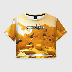 Футболка 3D укороченная женская Minecraft logo яркий желтый мир, цвет: 3D-принт