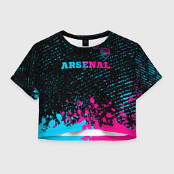 Футболка 3D укороченная женская Arsenal - neon gradient посередине, цвет: 3D-принт