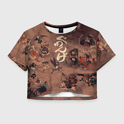 Футболка 3D укороченная женская Японские мифы на папирусе, цвет: 3D-принт