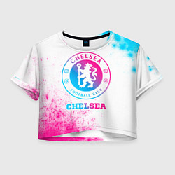 Футболка 3D укороченная женская Chelsea neon gradient style, цвет: 3D-принт