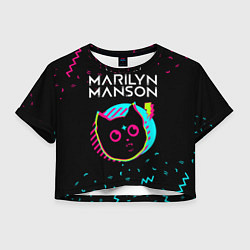 Футболка 3D укороченная женская Marilyn Manson - rock star cat, цвет: 3D-принт