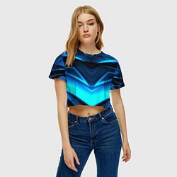 Футболка 3D укороченная женская Geometry stripes неон, цвет: 3D-принт — фото 2