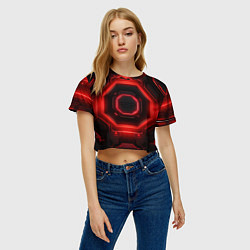 Футболка 3D укороченная женская Nvidia style black and red neon, цвет: 3D-принт — фото 2