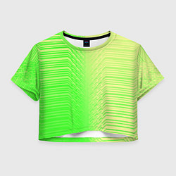 Футболка 3D укороченная женская Зелёные градиентные линии, цвет: 3D-принт