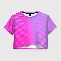 Футболка 3D укороченная женская Розовые градиентные линии, цвет: 3D-принт