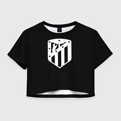 Футболка 3D укороченная женская Атлетико Мадрид белое лого фк, цвет: 3D-принт