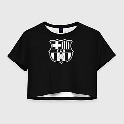 Футболка 3D укороченная женская Barcelona fc club белое лого, цвет: 3D-принт