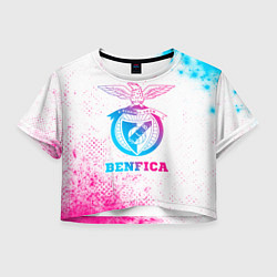 Футболка 3D укороченная женская Benfica neon gradient style, цвет: 3D-принт