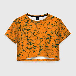 Женский топ Оранжевый с брызгами зеленой краски
