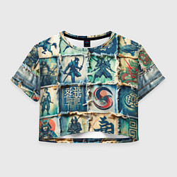 Женский топ Самураи на пэчворк дениме