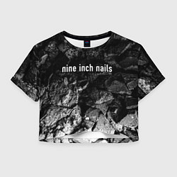 Футболка 3D укороченная женская Nine Inch Nails black graphite, цвет: 3D-принт