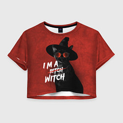 Футболка 3D укороченная женская I am witch, цвет: 3D-принт