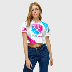 Футболка 3D укороченная женская West Ham neon gradient style, цвет: 3D-принт — фото 2