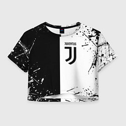 Футболка 3D укороченная женская Juventus краски текстура спорт, цвет: 3D-принт