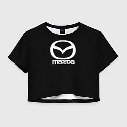 Футболка 3D укороченная женская Mazda logo white, цвет: 3D-принт