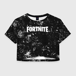Футболка 3D укороченная женская Fortnite black ice, цвет: 3D-принт