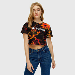 Футболка 3D укороченная женская Arsenal red lava, цвет: 3D-принт — фото 2