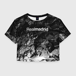 Футболка 3D укороченная женская Real Madrid black graphite, цвет: 3D-принт