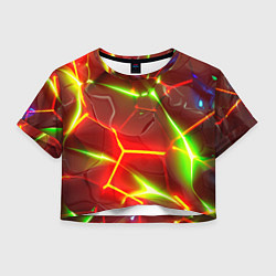 Женский топ Неоновые красные плиты с ярким светом