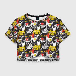 Футболка 3D укороченная женская Прикольные коты, цвет: 3D-принт