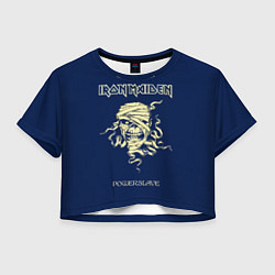 Футболка 3D укороченная женская Iron Maiden powerslave rock, цвет: 3D-принт