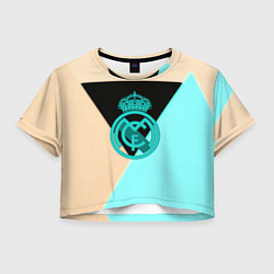 Футболка 3D укороченная женская Реал мадрид спорт геометрия, цвет: 3D-принт